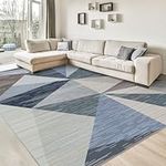 HOMFINE Area Rug for Living Room - Square Modern Cubic Washable Area Rugs Abstract Soft Faux Short Pile Carpet for Bedroom Dining Room Kitchen Non Slip Non Shedding Rug, 120x170CM, Blue