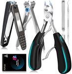 FUMAX Toenail Clippers for Ingrown or Thick Toenails, Professional Podiatrist Toe Nail Clippers for Seniors Men Adult, Heavy Duty Nail Clippers for Large Big Thick Nails, 5 in 1 Nail Clipper Set