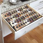 DEWVIE Spice Rack Tray for Drawer - Expandable 13" to 26" Tray Insert, Adjustable 4 Tier Spice Rack Drawer Organizer for Kitchen Cabinet Drawer, Sturdy Seasoning Jars Storage Rack, Black