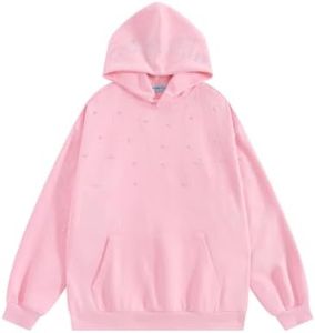 Aelfric Eden Rhinestone Hoodies Men Women Oversized Hooded Sweatshirt Fashion Y2k Casual Streetwear Unisex Hoodie Pullover Pink Small