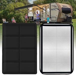 RV Murts Reversible Magnetic Door Window Shades with Reflectix Shield Black Camper Blackout Blinds for Indoor Window Extra Thick 25''x16'' Curtain for Travel Trailer No Drill CoverTemperature Control