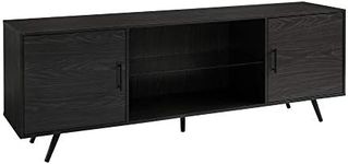 Walker Edison Furniture Company Willington Modern Glass Shelf Stand for TVs up to 80 Inches, 70 Inch, Graphite