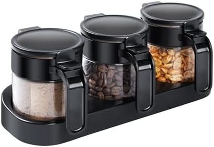 Kivsty Condiment Jars Spices Containers, 8.45oz Wide Mouth Seasoning Jar for Salt and Pepper Glass Sugar Bowls Kitchen Counter Spice Jar Set with Spoon and Lid