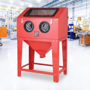 90 Gallon Industrial Sandblasting Cabinet 650W Power, LED Lights & Foot Pedal, Heavy Duty for Rust/Paint/Metal Cleaning, Large View Window & Reinforced Steel