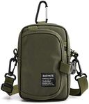 Lohol Multifunction Cell Phone Holster, One Shoulder Pouch with Carabiner, Outdoor Tactical Waist Belt Bag, Security Purse Crossbody Gadget Pocket for Smartphone Up to 6.5 inches (Army Green)