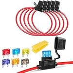 Gebildet 5pcs 32V 20A Waterproof Fuse Holder, 16 AWG ATC Blade Fuse Holder In-Line with a Cap, Plug Socket with 6pcs Small Blade Fuse