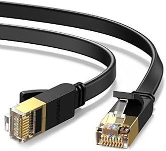 UGREEN Ethernet Cable 1M, Cat 7 Flat High-Speed Gigabit Network Cable, U/FTP 10Gbps 600Mhz/s RJ45 LAN Cable Internet Patch Cord Compatible with Router, Modem, Xbox, PC & Laptop, PS5, Switch, Printer
