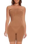 ONEW Strapless Shapewear Bodysuit Tummy Control Full Body Shaper Seamless Butt Lifter Thigh Slimmer,Coffee,Medium