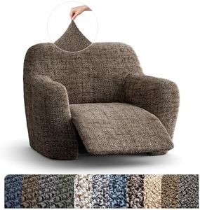 PAULATO BY GA.I.CO. Recliner Slipcover - Reclining Chair Cover - Printed Slipcovers - 1-Piece Form Fit Stretch Furniture Protector - Microfibra Print Collection - Vittoria Brown (Recliner Cover)