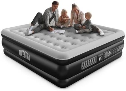 Airefina 18" Air Mattress King with Built-in Pump, Inflatable Bed in 3 Mins Self-Inflation/Deflation, Flocked Surface matelas gonflable Blow Up Bed for Home Portable 203x193x46cm, 750lb MAX