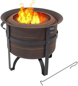 Sunnydaze 23-Inch Cauldron-Style Smokeless Wood-Burning Fire Pit with Cover and Poker - Steel Outdoor Smokeless Fire Pit for The Backyard