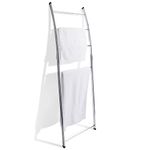 MyGift 4 Bar Chrome-Plated Bath Towel Ladder Wall-Leaning Drying Rack Stand