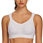 AGONVIN Sports Bras for Women High Impact Plus Size Support Wirefree Running Control White 32DD