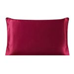 uxcell 100% Pure Mulberry Charmeuse Silk Pillowcase Pillow Case Cover for Hair & Skin 19 Momme/Travel Size 14x20 Inch/36x51cm Burgundy (1-Piece)