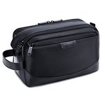 BAGSMART Toiletry Bag for Men, Leather Travel Toiletry Organizer, Dopp Kit Water-Resistant Shaving Bag for Toiletries Accessories, Black