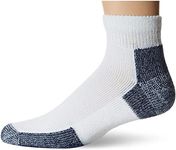 Thorlos Mens Running Thick Padded Ankle - Low Cut Socks JMX, White/Navy, Large (Shoe Size (9-12.5)