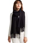 MaaMgic Women's Large Soft Cashmere Feel Pashmina Shawls Wraps Light Winter Scarf,Black