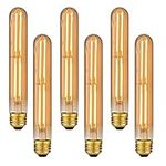 NOVELUX Edison Bulbs 60 watt LED Dimmable Nostalgic Amber Warm 2200K, e26 LED Bulb 60 watt Dimmable LED T10 Long Tubular Light Bulbs, e26 Medium Base Bulbs UL Listed, 6 Pack