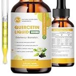 Quercetin Supplements - Quercetin Liquid Drops, 5 in 1 Quercetin Organic with Bromelain Elderberry Vitamin for Immunity Health Respiratory Health Skin Care, 60ml