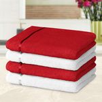 Story@Home Hand Towel | 450 GSM | Pack of 4 | White and Red | 100% Cotton Ultra Soft | Ideal as Kitchen Towel | Hand Towels Towel for Men | Hand Towels Towel for Women | Perfect for Everyday Use