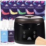 Bella Verde Waxing Kit - Home Wax Kit for Women and Men - Wax Warmer with LED display - 5 Packs of Wax Beads - Wax Pot - Pre & Post Wax Spray 20 Wood Sticks - Hard Wax Beans for Brazilian Body Legs Eyebrows Face Lips Armpits