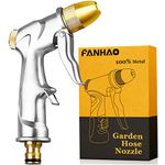 FANHAO Garden Hose Spray Gun with Full Brass Nozzle, 100% Heavy Duty Metal Water Gun, High Pressure Spray Nozzle for Plants Watering, Cleaning, Car Washing and Pets Showering