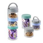 GEEZY Stackable Food Tower Container Kid Lunch Box 3 Pieces Set Removable Handle Food Kitchen Organiser Vegetables Nuts Snack Lock Storage Jars