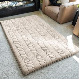 ZonLi Japanese Floor Mattress Futon Mattress Queen Size, Thicken Roll Up Tatami Mat w/ 100% Cotton Washable Cover, Portable & Foldable Floor Bed Mattress for Sleeping, Dormitory, Adult Kids, Khaki