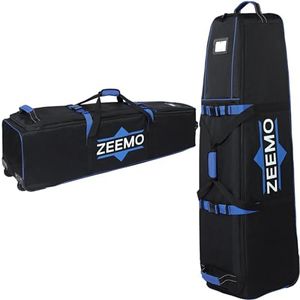 ZEEMO Golf Travel Bag, Full-Open Protective&Wheeled Airline-Approved Case for Golf Clubs, Cart&Stand Bag, Soft-Sided Waterproof Cover Made of Heavy Duty Oxford, Black.