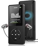 MP3 Player with FM Radio and Voice Recorder, Ultra Slim Music Player with Video Play Text Reading and Build-in Speaker Support up to 128GB, Earphone Included (Black)