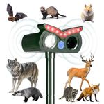 Ninnyi Solar Cat Repellent Ultrasonic, Waterproof Fox Deterrent with Flashing Lights Sensor for Garden to Repeller Skunk Wildlife