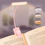 Gritin 19 LED Rechargeable Book Light for Reading in Bed with Memory Function- Eye Caring 3 Color Temperatures,Stepless Dimming Brightness,80 Hrs Runtime On Book Light for Book Lovers-Pink