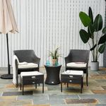 DEVOKO Patio Furniture Set, Front Porch Furniture, Rattan Wicker Furniture, Balcony Furniture Set, Small Patio Furniture,Outdoor Patio Furniture, Bistro Sets (Black & Offwhite)