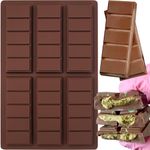 Chocolate Bar Molds, Silicone Snap Bars Making Set, Break Apart Wax Melt Mould, Easy Release Soy Candle Molds Rectangle Durable Non-Stick for Protein and Energy Soap Home DIY Handmade Gifts