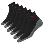 NAVYSPORT Men's Cotton Cushion Comfort Quarter Athletic Socks, Pack of 6 (Shoe Size: 9-11, Black/Grey)