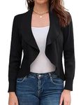 GRACE KARIN Women's Summer Knitted Cropped Cardigan Button up Long Sleeve Shrug Sweater for Dress Black 2XL