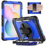 Timecity Case for Samsung Galaxy Tab S6 Lite 10.4" 2024/2022/2020 (SM-P620/P625/P613/P619), with Pen Holder Built-in Screen Protector&360 Degree Swivel Stand&Hand Strap&Shoulder Strap - Dark Blue