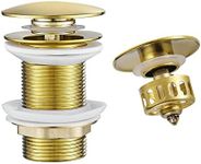 WOMAO Gold Pop UP Drain without Overflow, Bathroom Sink Stopper with Built-In Anti-Clogging Strainer Vessel Lavatory Vanity Assembly Faucet Sink Stopper