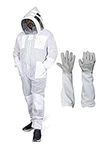 Sting Proof Premium 3 Layer Unisex White Mesh Beekeeping Suit Ultra Ventilated Beekeeping Suit Fencing Veil-L