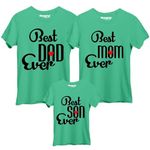 Hangout Hub HH51 Dad Mom & Son Regular Fit T Shirt Best Dad Mom Son Ever (Green;Men M;Women L;Boys 10-12 Yrs) Pack of 3 Family T-Shirts