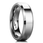 King Will Basic Mens 6mm Tungsten Carbide Ring High Polished Finish Classic Wedding Band Beveld Edge 11.5