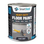 SmartSeal Heavy Duty Floor Paint - Dark Grey, 2.5L - Hard-Wearing Garage Floor Paint with Anti-Slip Mid-Sheen Finish – also Ideal for Decking, Warehouse flooring, Brick, Concrete, Stone & Wood