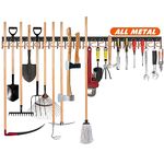 68'' All Metal Garden Tool Organizer Adjustable Garage Tool Organizer Wall Mount Garage Organizers and Storage with Heavy Duty Hooks Tool Hangers for Garage Wall, Shed, Garden