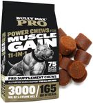 Bully Max 11-in-1 Muscle Gain Power Chews - High Protein Dog Supplement with Amino Acids - Healthy Treats for Puppy & Adult Dogs - Premium Muscle Builder for All Breeds - 75 Tasty Soft Dog Chews