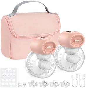 Nuliie Tire Lait Electrique Main Libre avec Sac de Rangement Portable, 4 Modes et 12 Niveaux, Tire Lait Electrique Allaitement avec Bride de 14/17/20/24/27 mm (2 paquets, Rose)