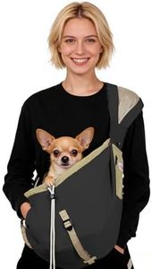 Dog Carrier Sling,Dog Carriers for Small Dogs & Cats Under 20 lbs,Puppy Carrying Backpack Pet Purse with Pockets,Adjustable Shoulder Strap,Hands Free for Travel (Black)
