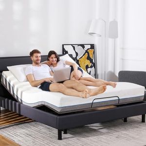 IULULU Adjustable Bed Frame, Queen Adjustable Bed Base with Wireless Remote, Adjustable Leg Heights, Zero Gravity, Independent Head and Foot Incline, Zero Clearance, Easy Assembly