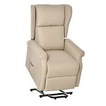 HOMCOM Electric Lift Chair Stand Assist Recliner Armchair Sofa Comfortable Padded Linen Fabric Functional w/Remote Control Versatile Use - Beige