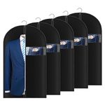 Olyzer 40" Garment Bags for Hanging Clothes, Suit Covers Bags for Closet Storage with Clear Window, Suit Protector for Travel, T-Shirt, Jacket, Suits, Coats, Set of 5, Black