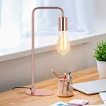 HAITRAL Modern Table Lamp - Industrial Nightstand Lamp, Edison Metal Desk Lamp for Bedroom, Girls Room, Office, Dorm, Rose Gold